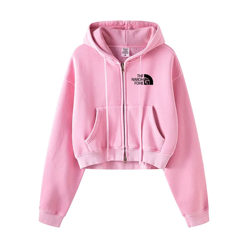 Autumn plus size sportswear women's zipper hoodie logo customization women's zipper hoodie cutting high-quality stitched cotton