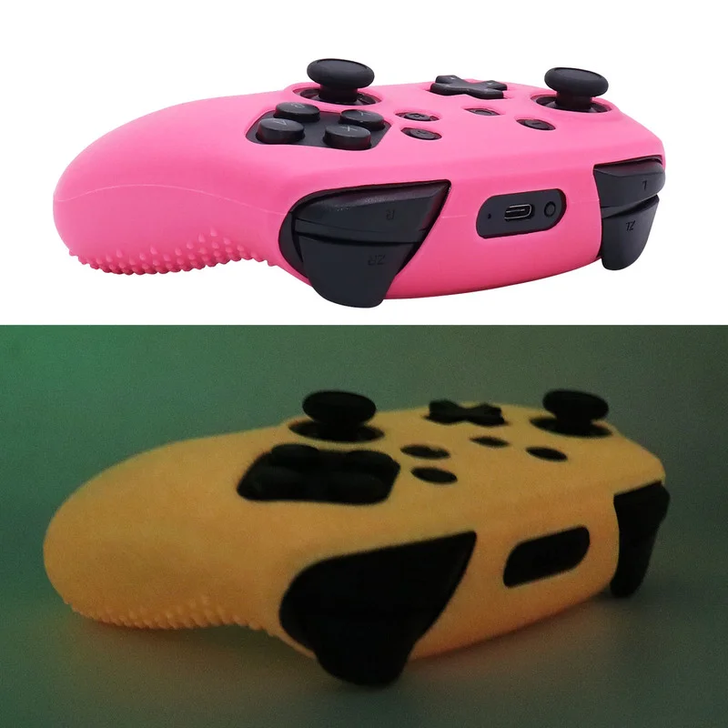 توهج في الظلام مضيئة لينة سيليكون الحال بالنسبة التبديل برو ألعاب اكسسوارات غمبد جويستيك غطاء ل التبديل برو تحكم الجلد