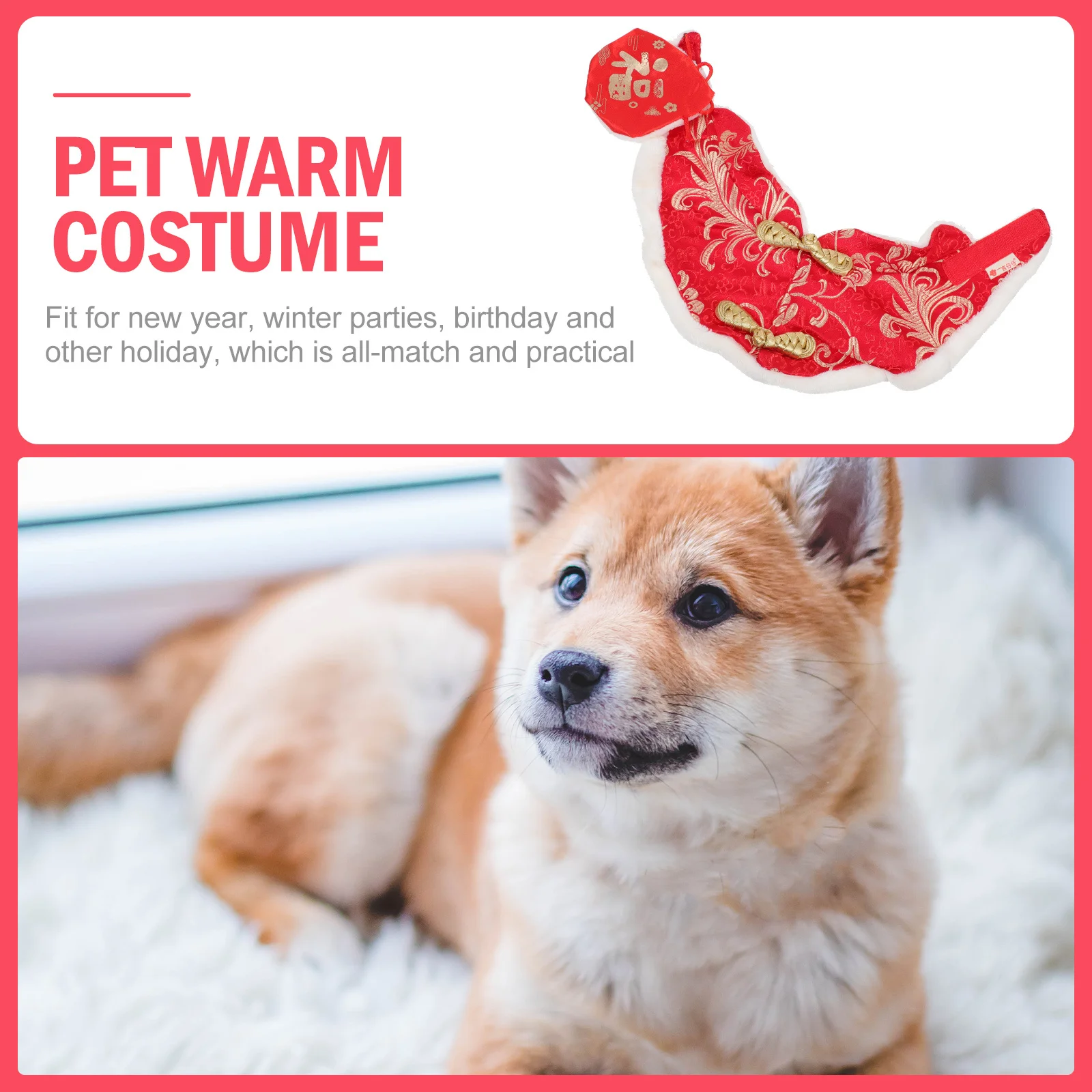 

Pet Warm Cape New Year Winter Lightweight Breathable Cloak Party Outfit Cat Dog Dress New Year Pet Cape Dogs Suit