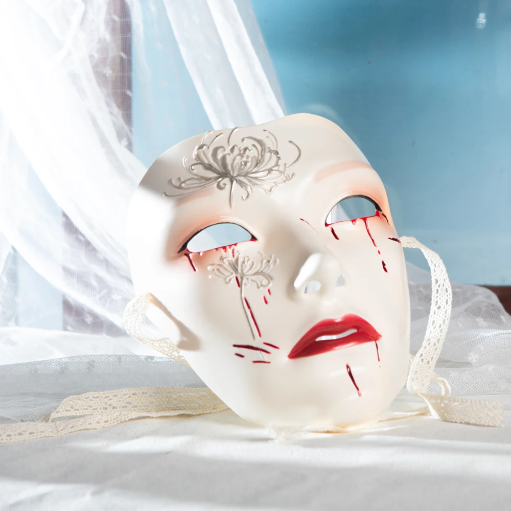 Masque de Style ancien pour adulte, visage complet, blanc pur, Costume Hanfu rétro, accessoires de Costume, accessoires de spectacle de bal de fête, Style Couple