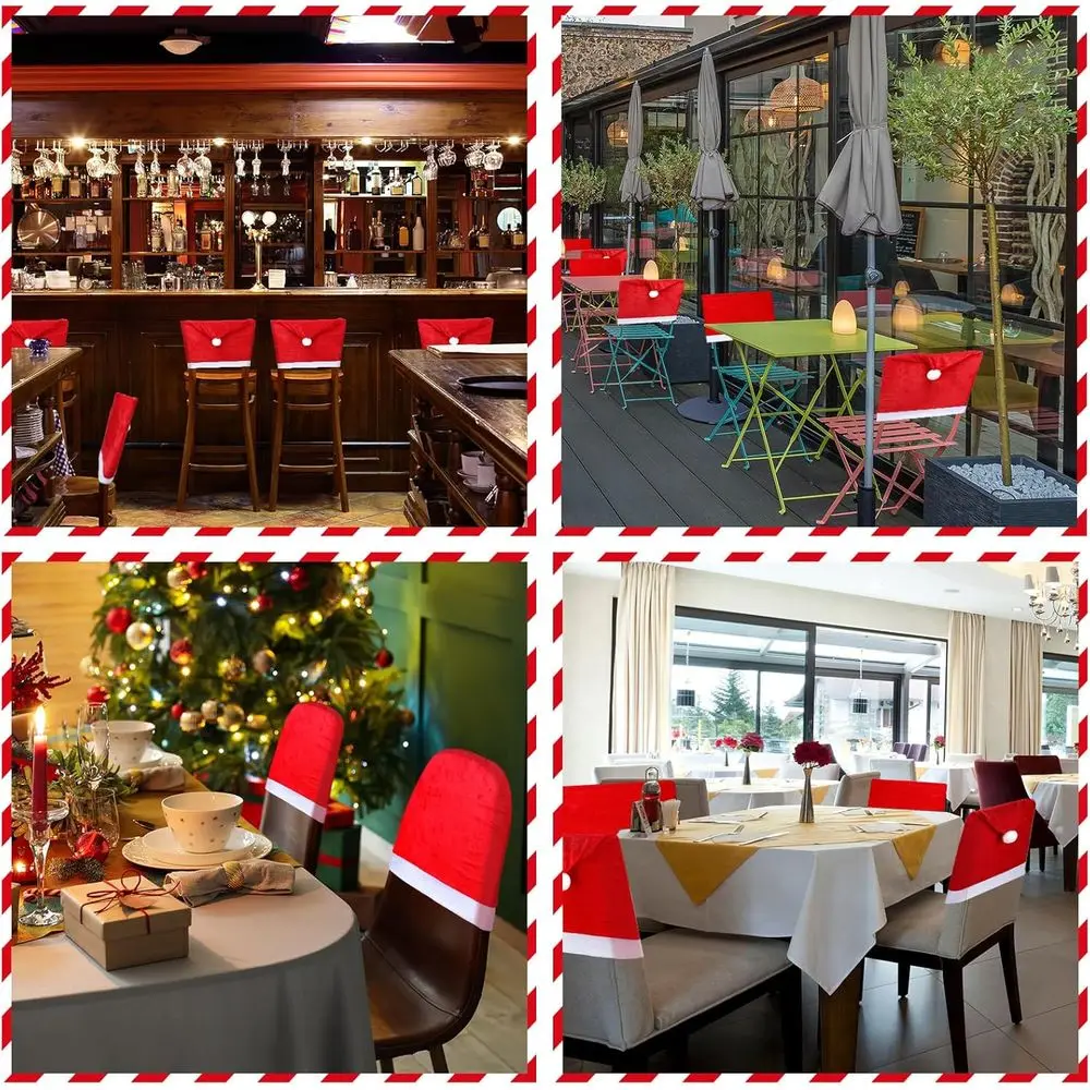 Confezione da 50 fodere per sedie natalizie a tema cappello rosso, 19,69 x 23,62, per decorazioni per feste e banchetti