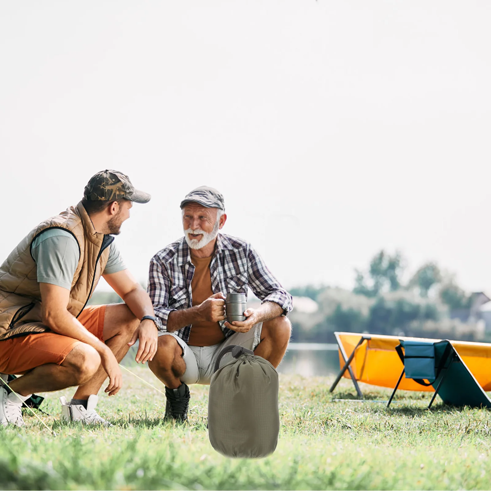 2-delige outdoor campingslaapzak opslag backpacken zak trekkoord voor legergroen nylon