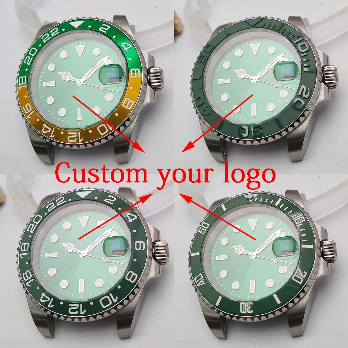 

green dial NH35 Case 40mm Sapphire Glass nh35 Watch case nh36 case custom logo Watch hand part nh36 dial nh35 Movement nh35 dial