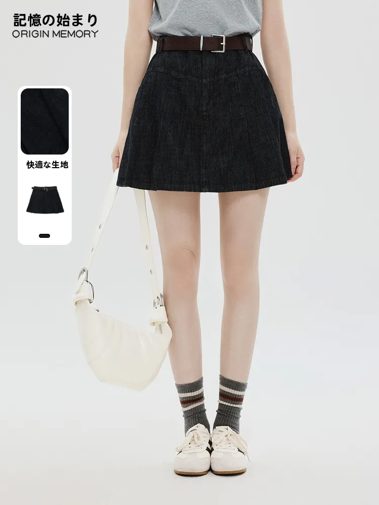 

High Waist A-Line Skirt Denim Retro Slim Fit Summer New Arrival Women's Faion Cotton ort Skirts by JYDQD