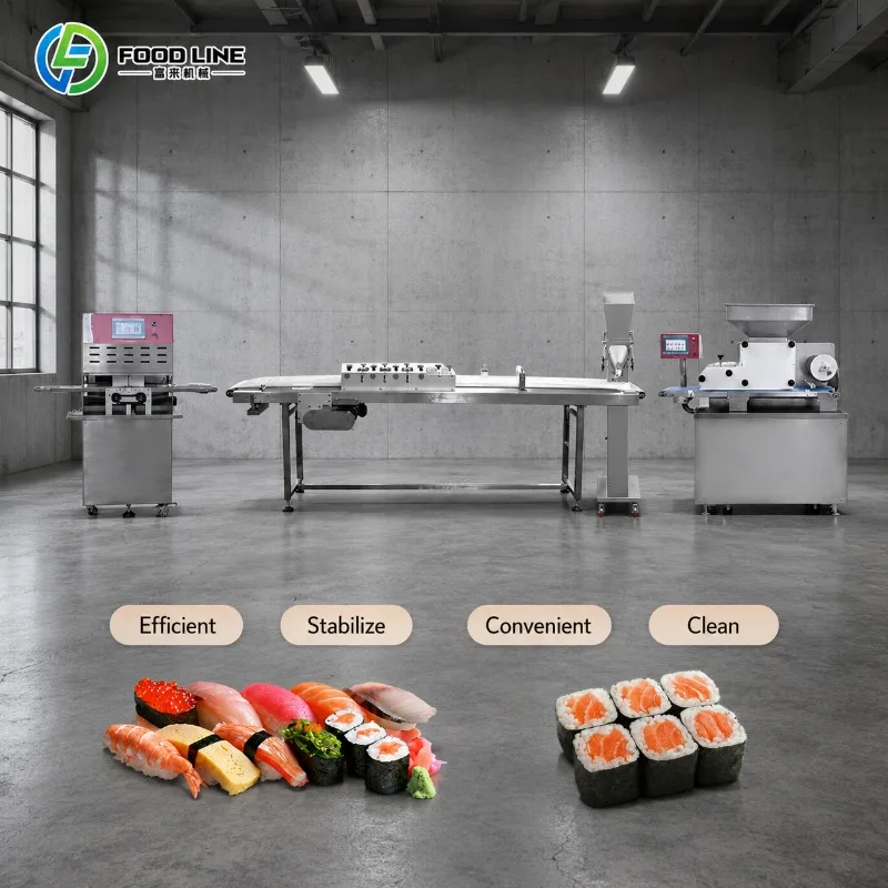 Fully Automatic Stainless Steel Sushi Production Line, Complete Set of Equipment, Suitable for Food Factories.