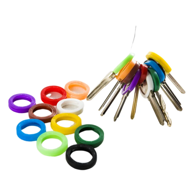 20/10/5pcs Hollow Rubber Key Covers Mixed Color Round Soft Silicone Identify Key Ring Ust Cover Protective Elastic Holder Cap