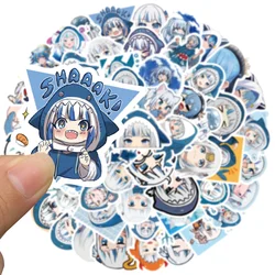 Anime Adesivos de Gawr Gura, Tubarão Azul, Bonito Chibi Adesivos, Menina Meme, Mala, Laptop, iPad, Guitarra, Skate, Atacado, 10 PCs, 30 PCs, 50PCs