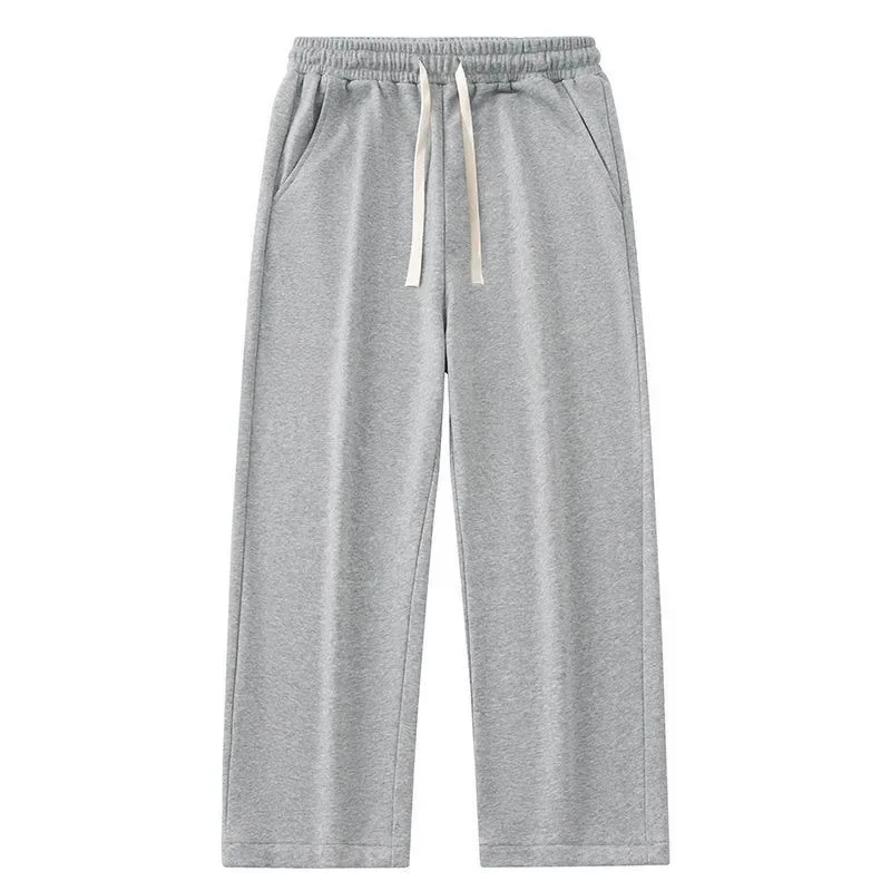 

Loose wide leg men's casual pants for autumn and winter straight leg pants with rope waist for women's casual pants