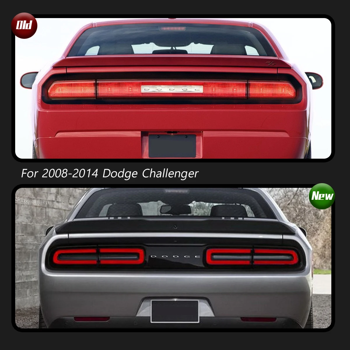 Pair Of Rear Outer Tail Lights – Fits 2015-2023 Dodge Challenger, Red LED Lamps