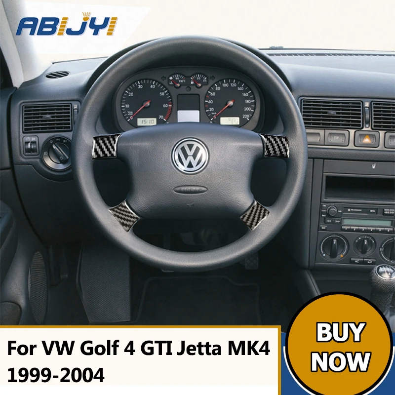 

For VW Golf 4 GTI Jetta MK4 1999-2004 Black Carbon Fiber Steering Wheel Cover Control Sunroof Car Accessories