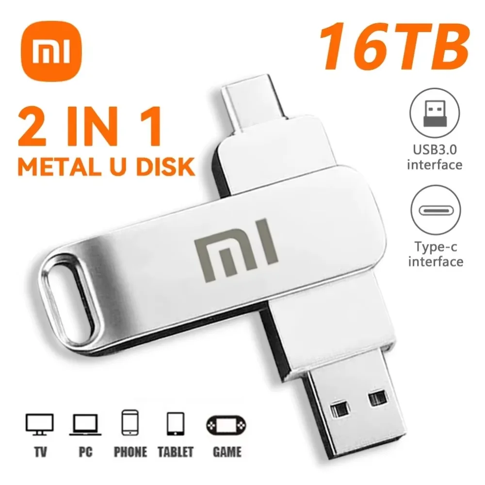 Xiaomi 16TB 3.0 USB Flash Drive Metal High-Speed Pen Drive 2TB 4TB Waterproof Type-C Usb PenDrive For Computer Storage Devices