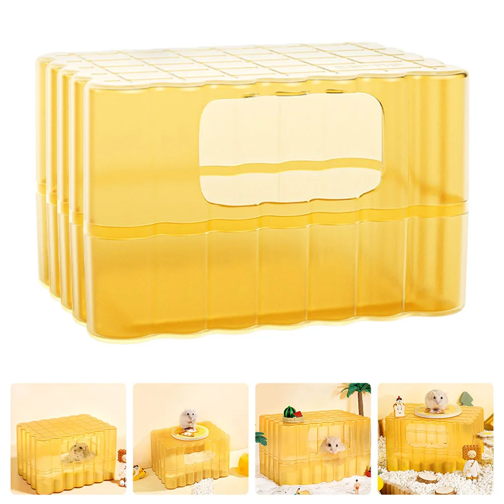 

Hamster Bathtub Transparent Wear-Resistant Sand Box Clear Cage Bath Container Multi-Function Chinchilla Tub Pet Supplies