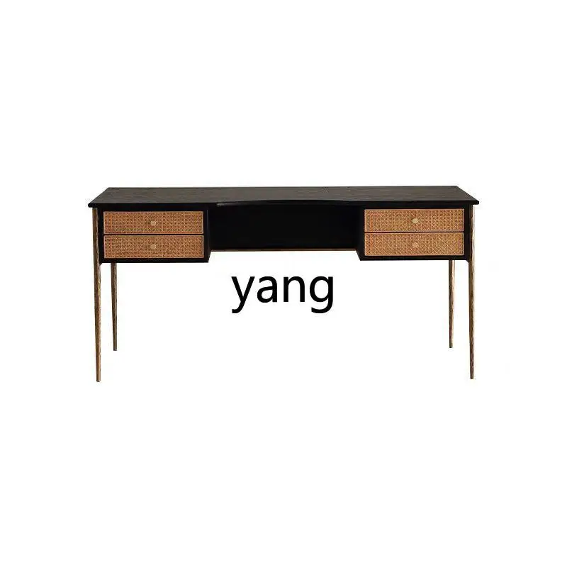 

TGF antique solid wood desk retro forged wrought iron desk wabi sabi wind computer desk