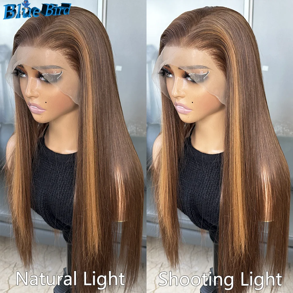 Long Ombre Highlights Pre Plucked Hairline Half Hand Tied Wig 13x6 Glueless Futura Synthetic Lace Front Wigs for Black Women