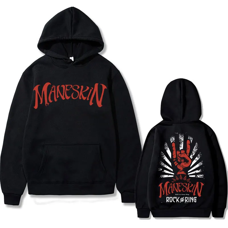 Maneskin Best Rock Am Ring Print Hoodie Italian Punk Rock Band Hoodies Unisex Casual Streetwear Men Hip Hop Oversized Sweatshirt