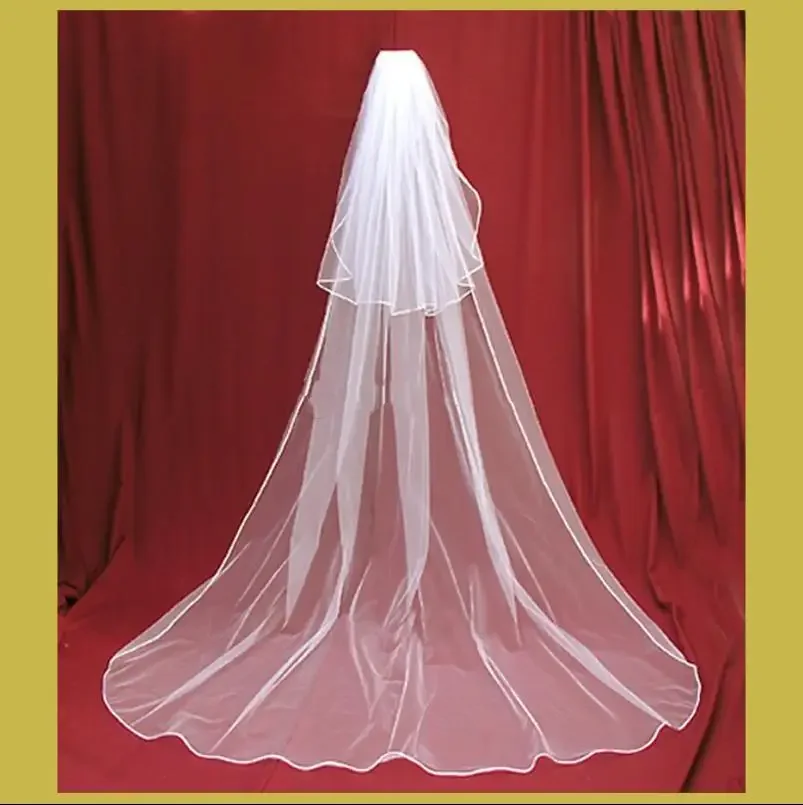 

Romantic Long WHITE Cathedral length Wedding Veil Blusher Bridal Accessories