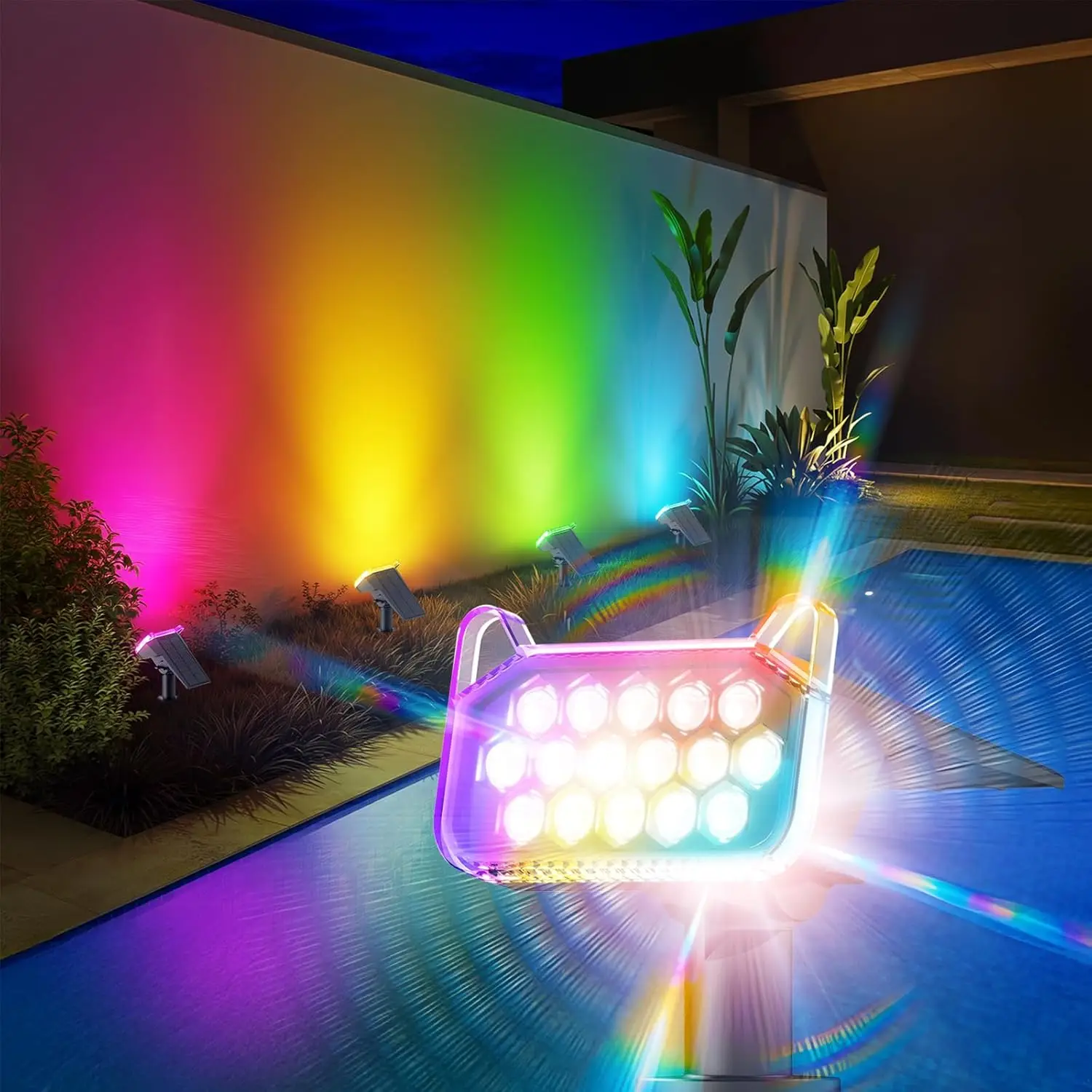 

Набор из 6 солнечных светильников с изменяющимся цветом, 10 режимов, RGB-подсветка для сада и двора