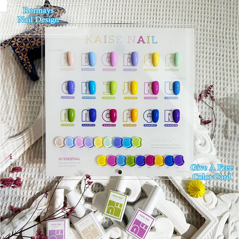 

Rormays Summer Candy gel nail polish 18PCS Set Rainbow Purple Yellow Green Blue DIY Semi permanent UV LED Nail Enamel Wholesale