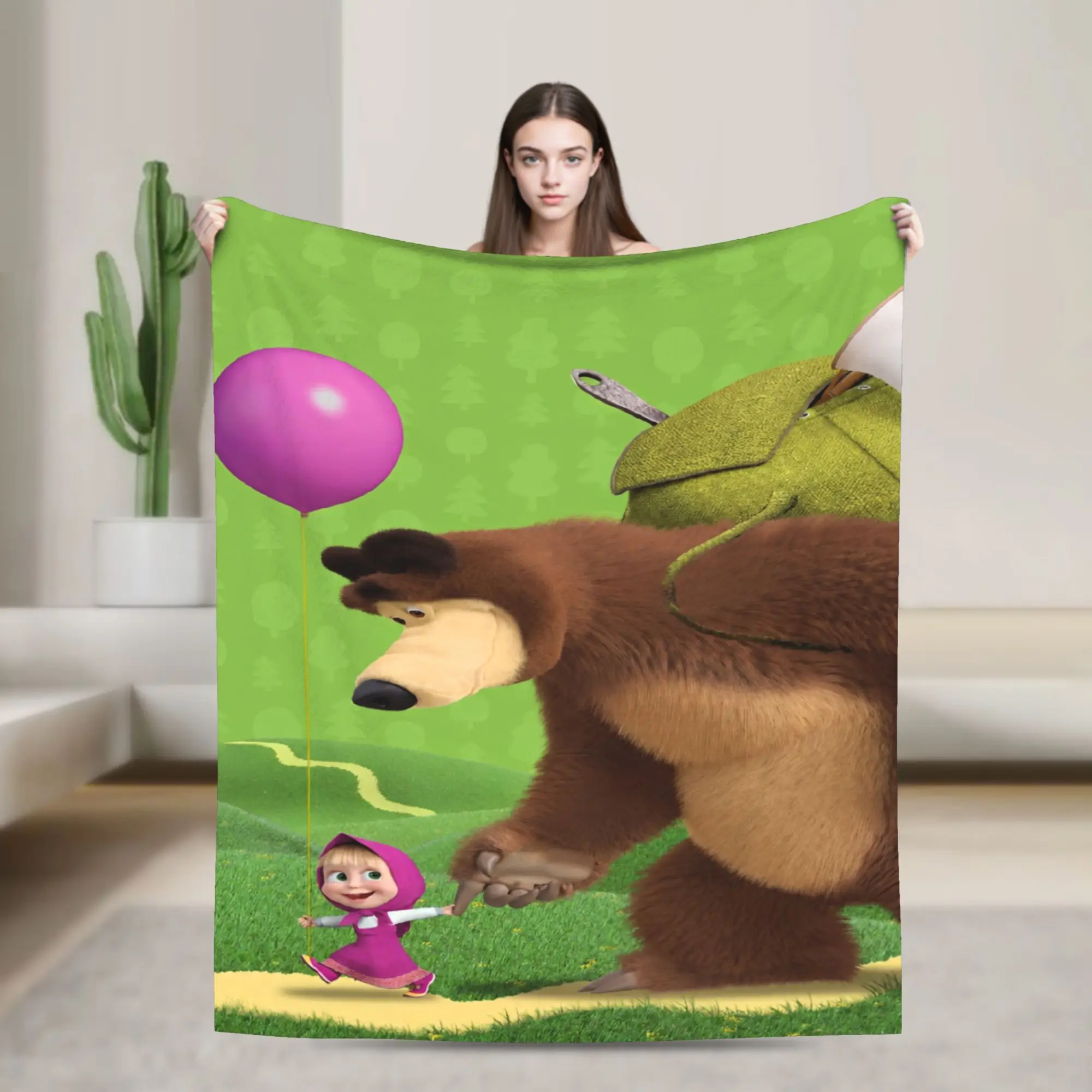 M-Mashas and B-Bears Purple Balloon Blankets Quality Soft Warm  Bedding Throws Winter Kids Adult Home Decor Fluffy Bedspread