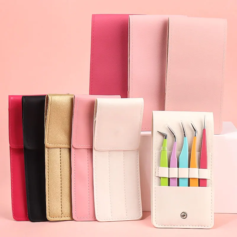 5 teile/satz Augenbraue Pinzette PU Leder Schutzhülle Wimpern Verlängerung Sicherheit Schutz Lagerung Tasche Make-Up-Tools