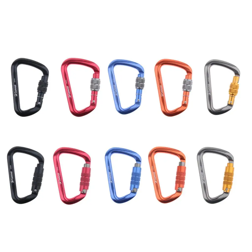 Mountaineering Aluminum Carabiner Large Screw Gate D Clip Strong Snap Hook for Climbing Hiking Rappelling Gear