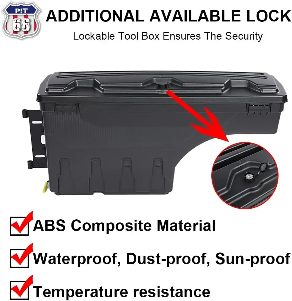 2Pcs Lockable Truck Bed Storage Box Toolbox, Compatible with 2017-2023 Ford F250 F350 Super Duty 17-23, Left Driver + Righ