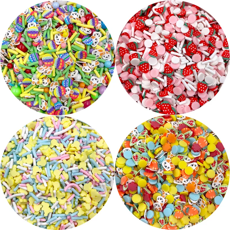 20g/lot Mixed Easter Egg Rabbit Slices Hot Clay Sprinkles for Slime Filling Polymer Crafts DIY Nail Art Decoration Accessories