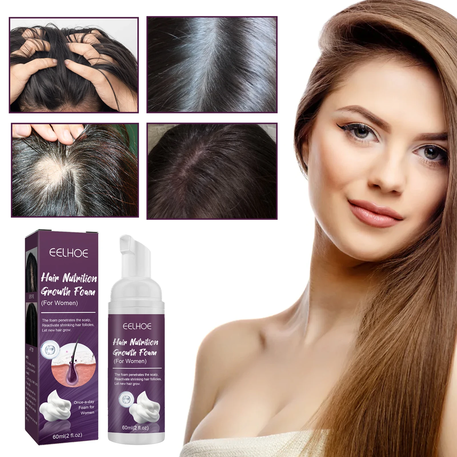 EELHOE Rosemary Hair Growth Care Foam Nutrition to maintain hair density Strong prevent hair follicle irritation long hair