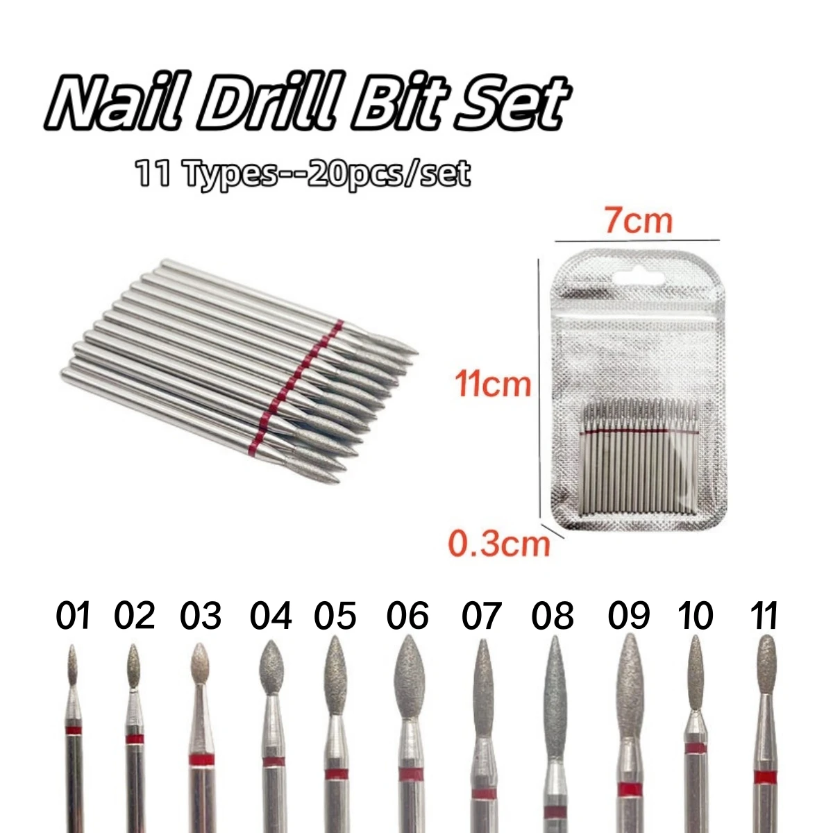 20 Teile/beutel Diamant Nagel Feine Flamme Bohrer Set Öffnen Die Finger Rand Haut Und Entfernen Abgestorbene Haut Nail art Bohrer maniküre Werkzeuge