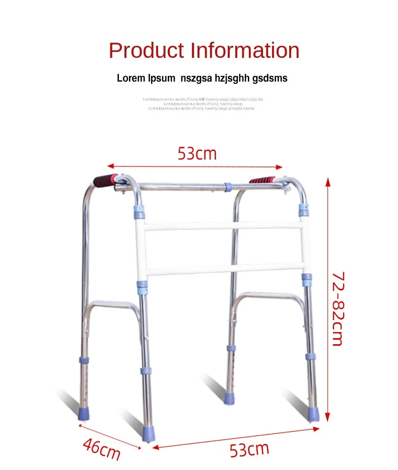 Foldable Walkers For Elderly Rehabilitation Walking Aid Armrest Crutches Height Adjustable Stainless Steel Patient Armrest Frame