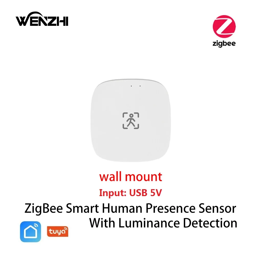 ZigBee Wifi MmWave Bewegungssensor für menschliche Anwesenheit mit Helligkeits-/Entfernungserkennung 5/110/220 V Tuya Smart Life Home Automation