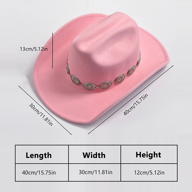 New Pink Cowboy Hat for Women\'s Cowgirl Style Photo Props Jazz Hats Party Dress Cap Sombrero Hombre