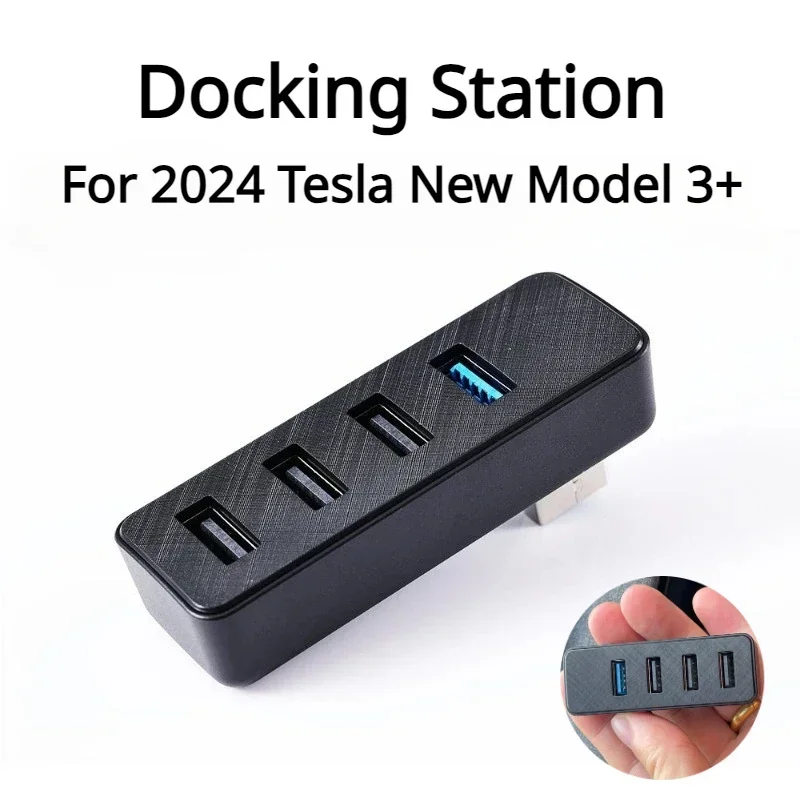 Docking Station for Tesla New Model 3+ Highland 2024 USB Hub Glove Box Concentrator Expansion Dock Fast Charging Car Accessories