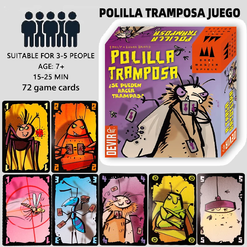 Polilla Tramposa Español Juego de cartas The Cheating Moth Juego de mesa español Juego Cartas Juegos familiares para fiesta