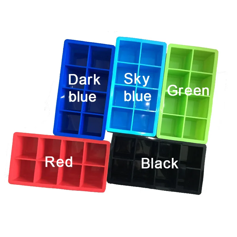 8/6/4Cell Large Ice Cube Mold MultiColor Square Ice Tray Mold Big Cubitera Food Grade Silicone Tray Mold Ice Maker Ice Cube Tray