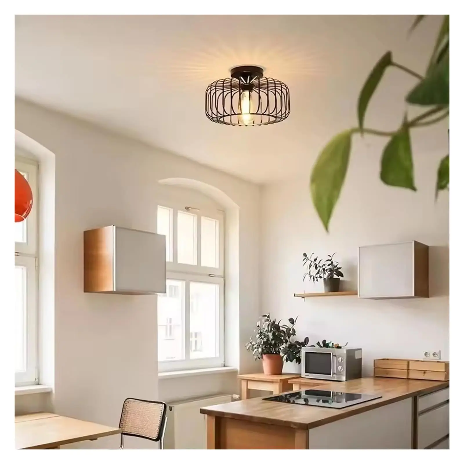 Industrial Ceiling light Fixture, Simple Birdcage LED Ceiling Lights E26 Base For Living room,Bedroom,Morden