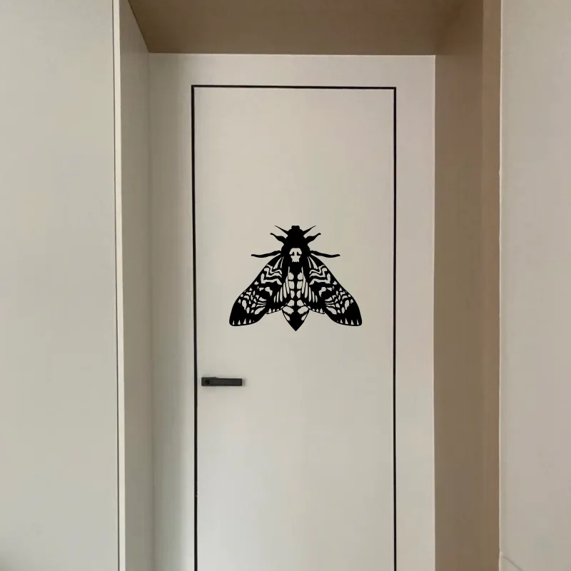 Gothic Death Head Moth Art Wall sticker Decor Moth Sign for living room door window glass decal #314