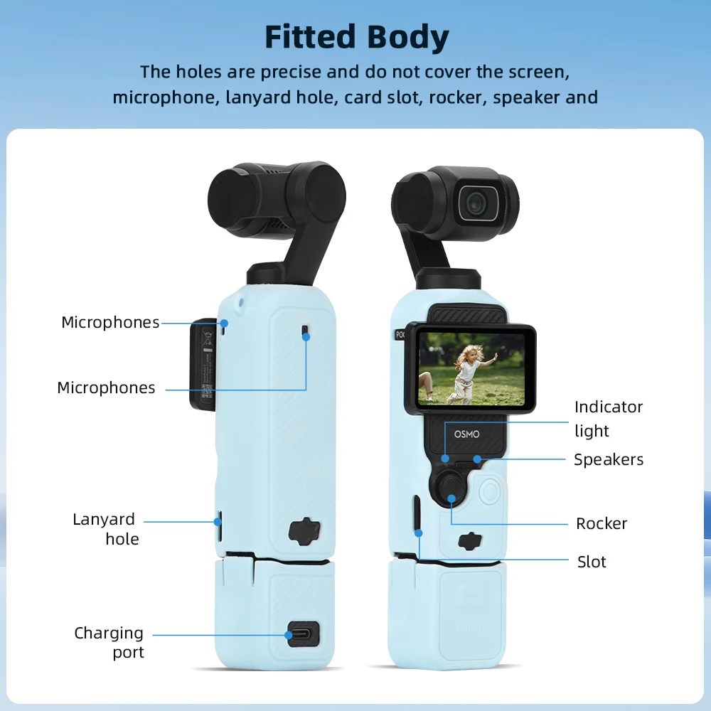 BRDRC Pocket 3 Silicone Cover Protective Case Lens Protector Scratch-Resistant Sleeve Skin for DJI OSMO Pocket 3 Accessories