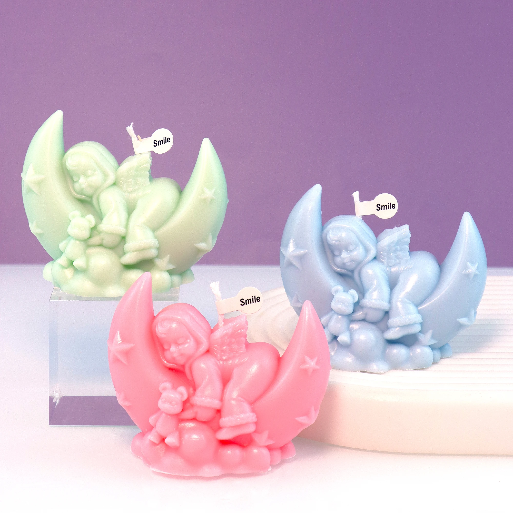 لطيف الملاك الطفل سيليكون قالب شمع 3D شكل قلب اليدوية الصابون رائحة الجص زخرفة قالب لعيد الحب