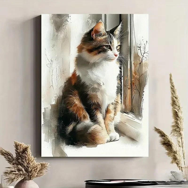 A Cat Gazing Into The Distance Poster and Prints Animal Art Canvas Painting Wall Art Picture for Living Room Home Decor