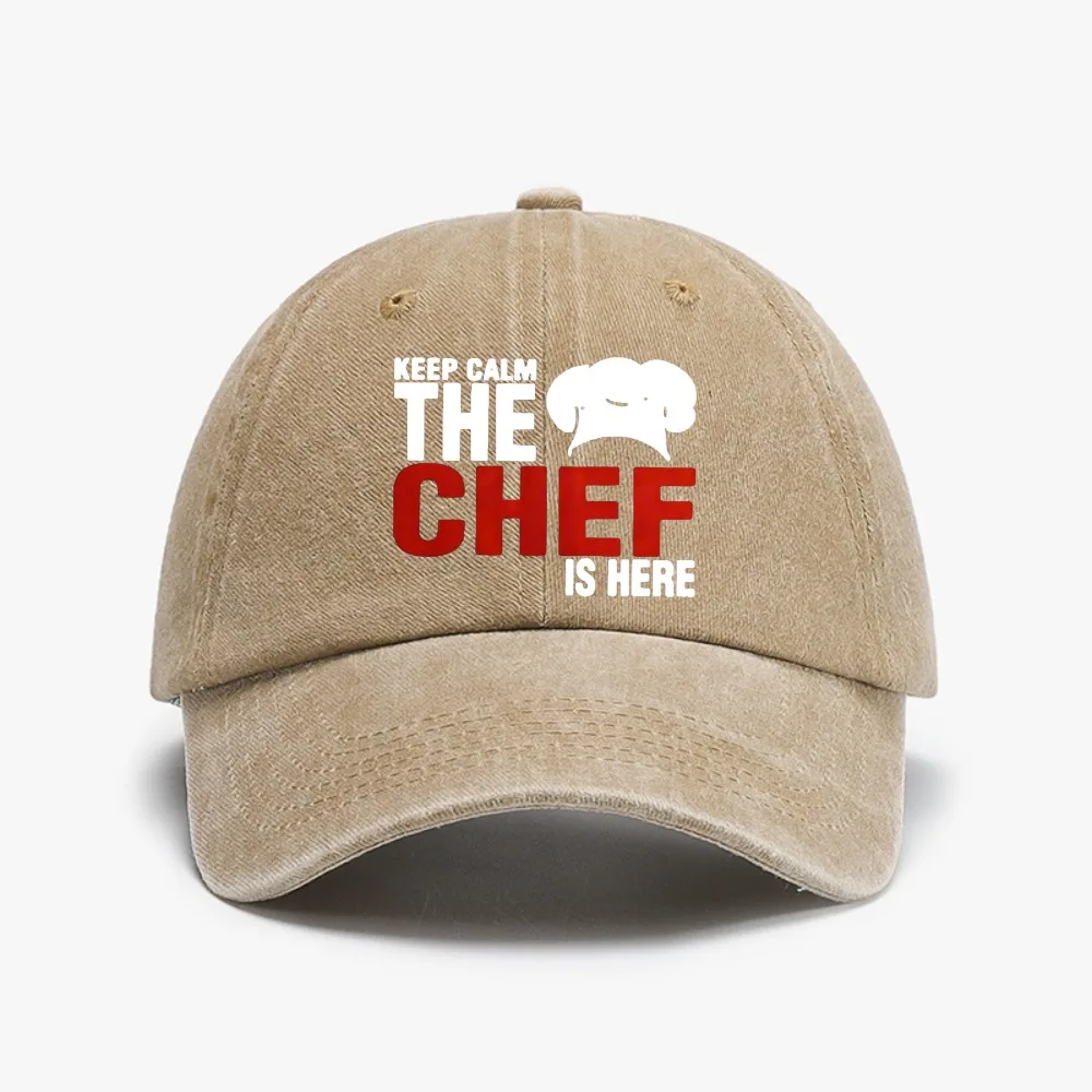 

Funny Keep Calm The Chef Is Here funny hat fashion Vintage Washed Denim Baseball Cap Summer Adjustable Snapback Hats
