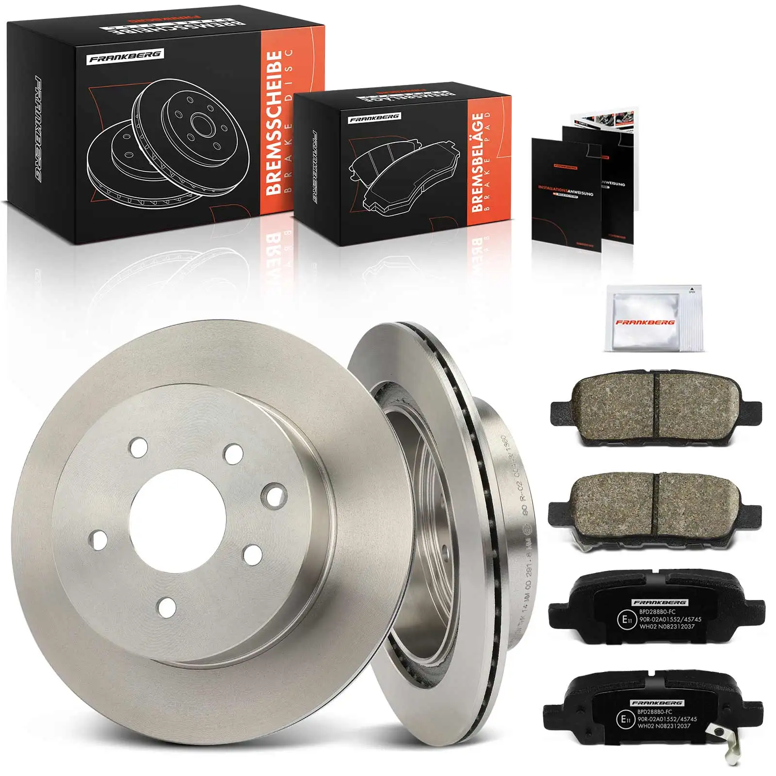 Frankberg 2x Disques de frein 4x Plaquettes de frein Essieu arrière Pour Infiniti G Nissan Juke Leaf Qashqai + 2 I Van II SUV Rogue 432000016R