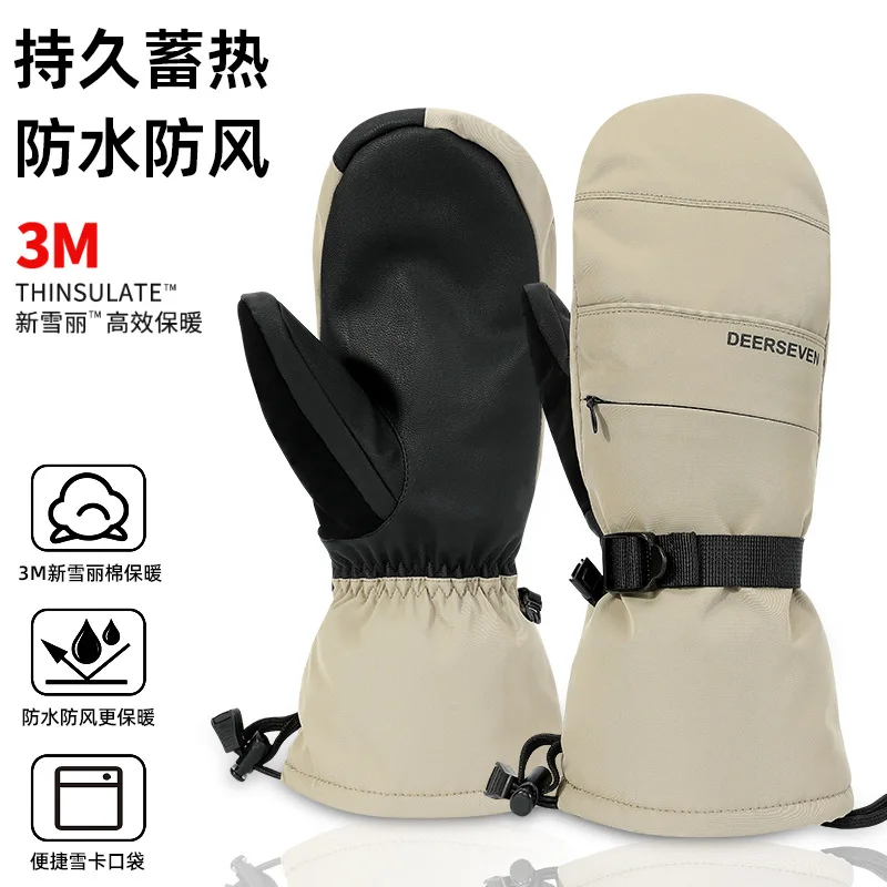 Ski Mittens Snowboard Gloves Waterproof Windproof Touch Screen Gloves Extra Warm Fleece Ski Gloves Split Finger Thermal Glove