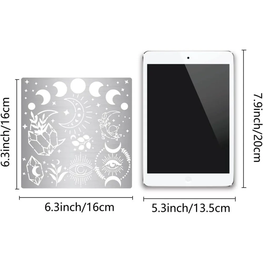 6.3 Inch Metal Moon Phase Stencil Stainless Steel Template Reusable Stencils Journal Tool for Painting on Burning Pyrography
