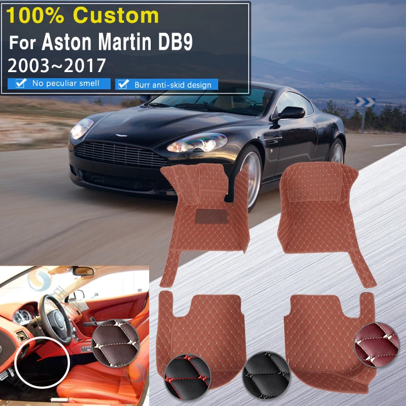 

Floor Mats For Aston Martin DB9 2003~2017 4seat Waterproof Leather Car Floor Mat Tapetes Para Automovil Car Accessories Interior