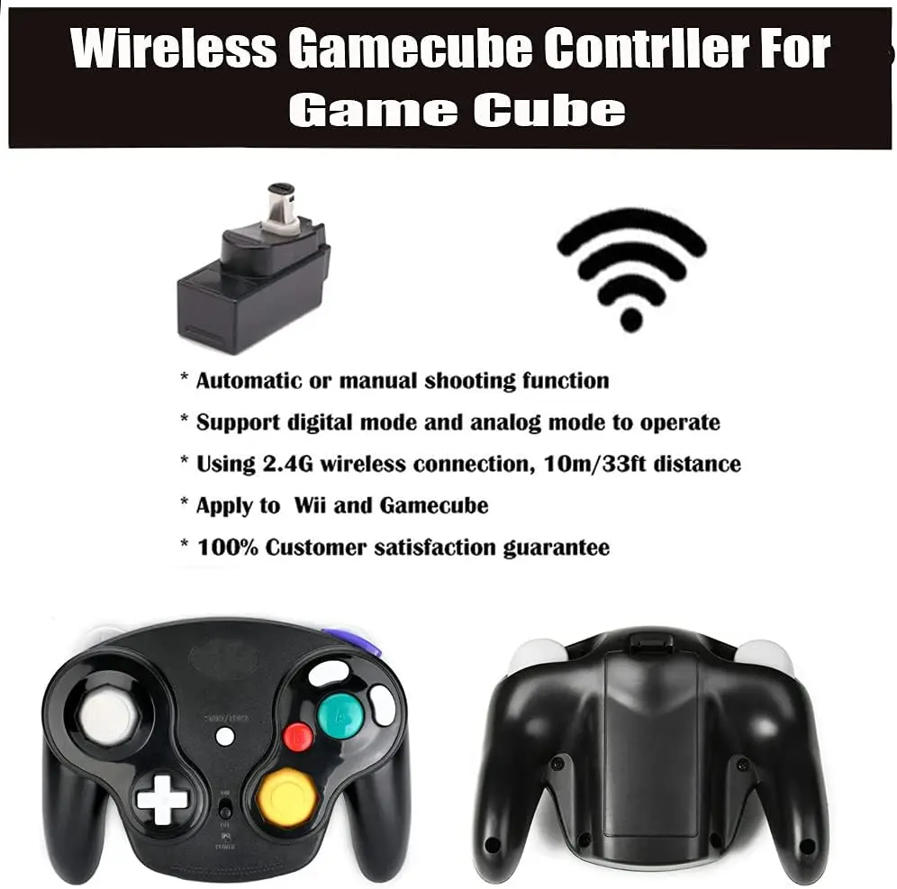 وحدة تحكم مكعب الألعاب اللاسلكية NGC GC، 5 ألوان 2.4G لوحة ألعاب كلاسيكية لاسلكية مع محول استقبال لـ Wii Game Cube NGC GC