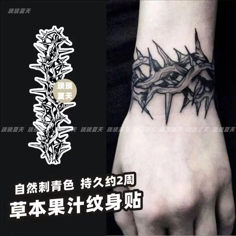 

Thorns Wrist Semi Permanent Tattoo Stickers Dark Herbal Juice Temporary Tattoo Men and Women Waterproof Lasting Fake Tattoo Art