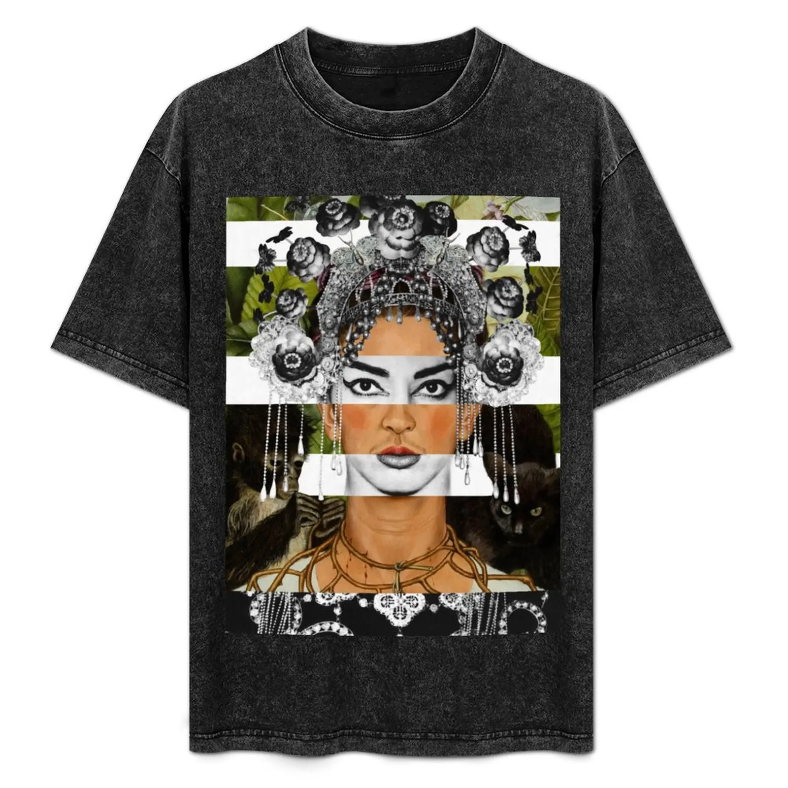 THE CASTA DIVA - Camiseta con diseño de collage retro, mashup y arte pop para decoración de pared, camiseta básica de manga corta de color liso
