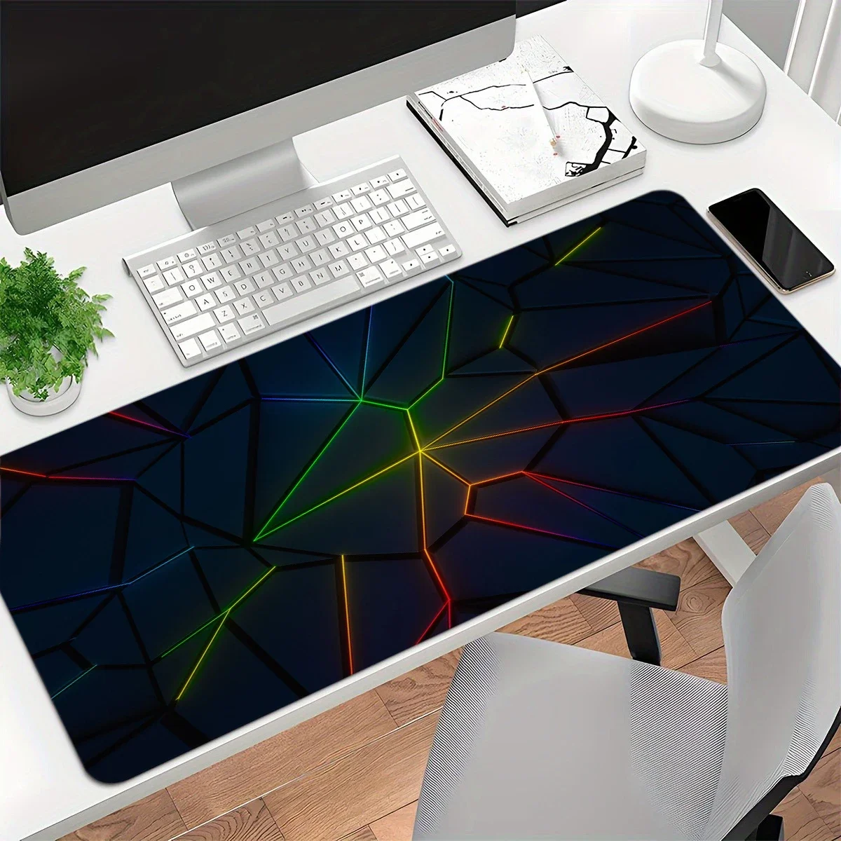 Neon Geometric Fragments Mouse Pad Large Computer Office Game Table Mats XXL Rubber Anti-slip Gaming Keyboard Mat Long Desk Pads