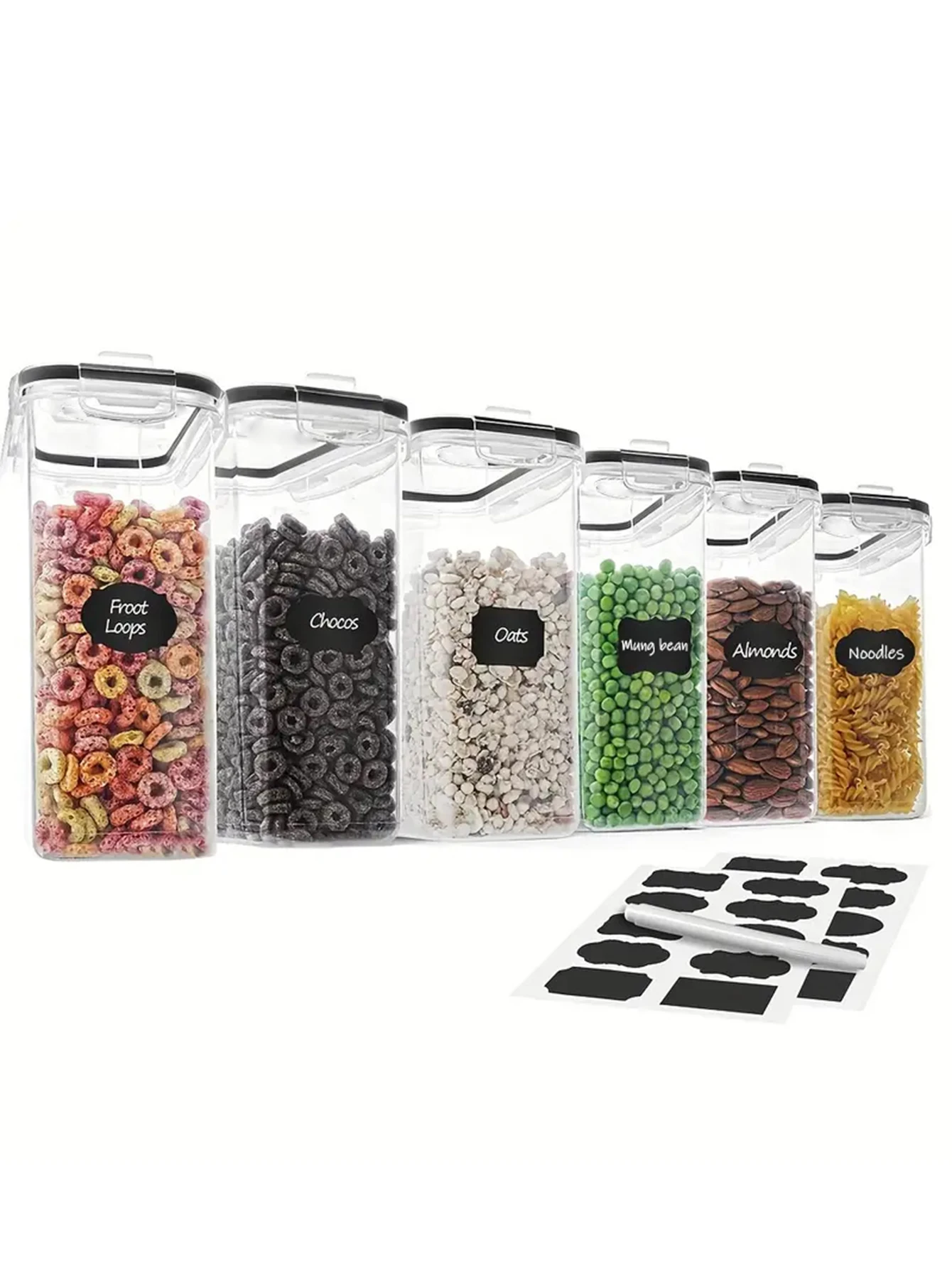 

8pcs 2.5L Closed food storage container with lid, BPA free plastic kitchen storage room organization and storage, dry food cans